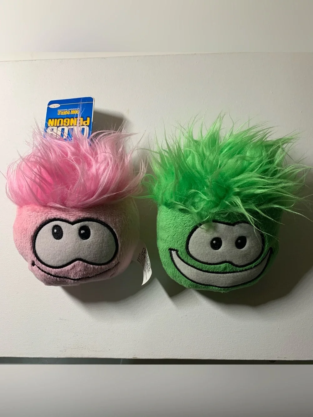 Vintage Y2K rare collectible Disney Club Penguin pink and green Puffle plushies